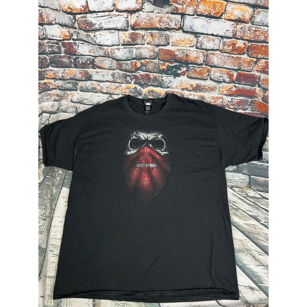Harley Davidson‎ Skull Bandana Graphic T Shirt Men's 2XL Lawless Scott City MO
